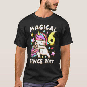 T-shirt Anniversaire fille 6 ans, né 2017, Unicorn, Pop