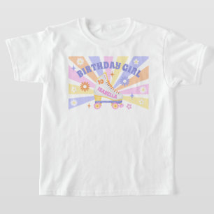 T-shirt Anniversaire Fille Retro Roller Patinage Anniversa