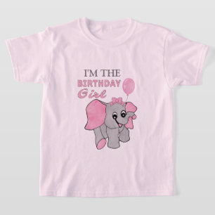 T-shirt Anniversaire Fille rose Bébé Eléphant