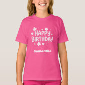 T-shirt Anniversaire fille rose blanc (Devant)