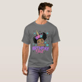 T-shirt Anniversaire fille Unicorn Black Princess Afro Pri (Devant entier)