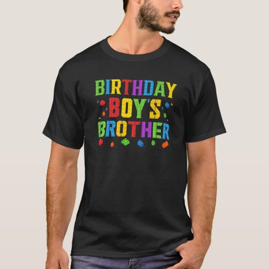 T-shirt Anniversaire Frère Boy's Blocks Master Builder Bri (Devant)