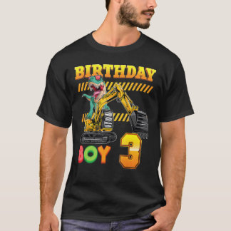 T-shirt Anniversaire Garçon 3 ans 3ème Excavateur Dinosaur