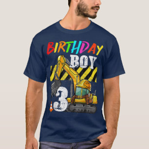 T-shirt Anniversaire Garçon 3ème excavateur 3 ans construc