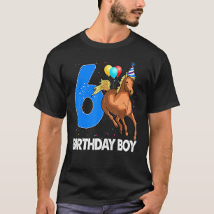 T-shirt Anniversaire Garçon 6 Équitation cavalier Horse Lo