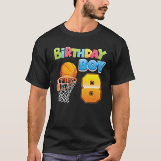 T-shirt Anniversaire Garçon 8 Ans 8E Anniversaire Basketba