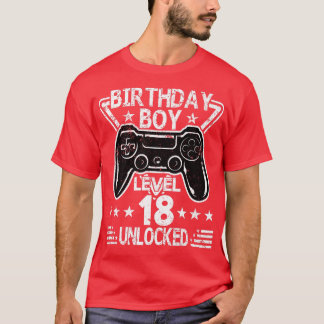 T-shirt Anniversaire Garçon Niveau 18 Déverrouillé 18e Ann
