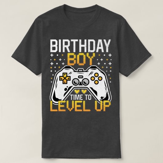 T-shirt Anniversaire Garçon Temps De Niveau Up Video Jeu A (Design devant)