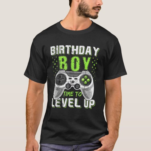 T-shirt Anniversaire Garçon Temps De Niveau Up Video Jeu A (Devant)