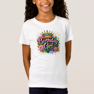 T-Shirt Anniversaire Girl Glittery Glam Retro Typographie