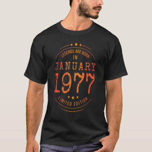 T-shirt Anniversaire Janvier 1977 Année d'utilisation Lége