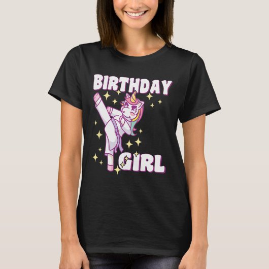 T-shirt Anniversaire Karate Unicorn Girl (Devant)