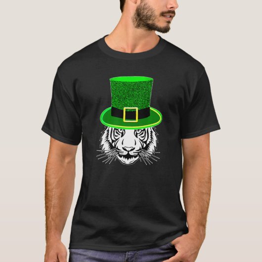 T-shirt Anniversaire Leprechaun Tiger St Patrick's Day Pou (Devant)