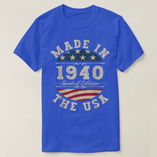 T-shirt anniversaire Limited Edition 1940 USA 82th Bi (Design devant)