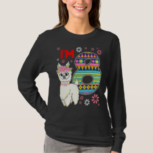 T-shirt Anniversaire Llama I'm 8 year old Girl Thème 8th B
