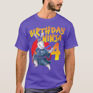T-shirt Anniversaire Ninja Bunny 4 Année Quatrième Anniver