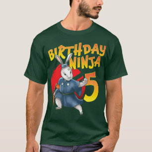 T-shirt Anniversaire Ninja Bunny 5 Année Cinquième Anniver