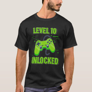 T-shirt Anniversaire Niveau 10 Débloqué Jeux Vidéo Manet