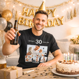 T-shirt Anniversaire nom âge photo collage