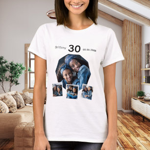 T-shirt Anniversaire nom âge photo collage femme
