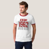 T-shirt Anniversaire nommé fait sur commande de 1962 (Devant entier)