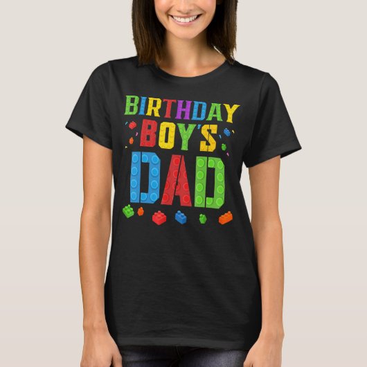 T-shirt Anniversaire Papa du garçon Blocs maître construct (Devant)