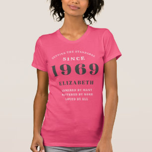 T-shirt Anniversaire personnalisé 1969 Girly Pink Ajouter