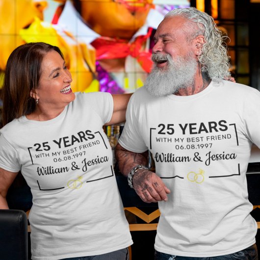 T-shirt Anniversaire Personnalisé Du Mariage Avec Deux Nom