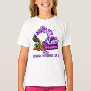 T-shirt Anniversaire Personnalisé Excavatrice Violette