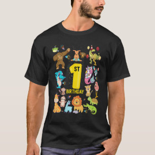 T-shirt Anniversaire Premier 1er Dinosaure Licorne Flamant
