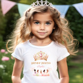 T-shirt Anniversaire Princesse Couronne rose or Pastel