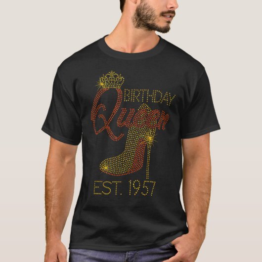 T-shirt Anniversaire Reine Est 1957 Chaussures Reine Couro (Devant)