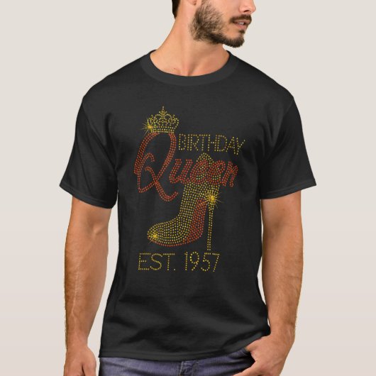 T-shirt Anniversaire Reine Est 1957 Chaussures Reine Couro (Devant)