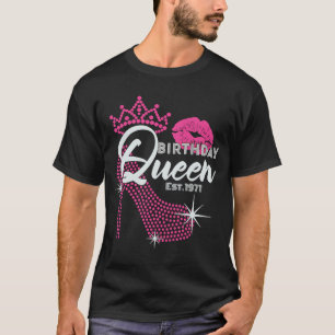 T-shirt Anniversaire Reine Est 1971 Joli talon rose Annive