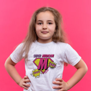 T-shirt Anniversaire rose et violet Fille Super Héros anni