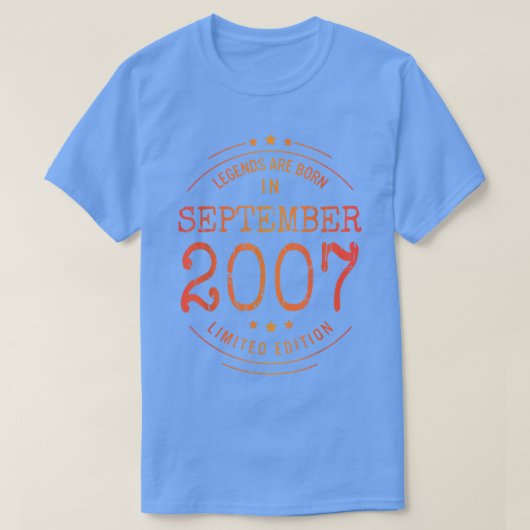 T-shirt Anniversaire Septembre 2007 Année Édition limitée (Design devant)