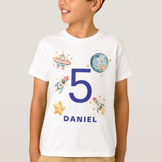 T-shirt Anniversaire sur le thème de l'espace pour astrona (Devant)
