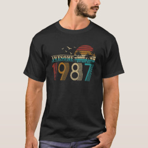 T-shirt Anniversaire vintage 1987 Pour Hommes Femmes 35 An