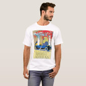 T-shirt Annonce automobile vintage bleue (Devant entier)