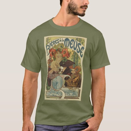 T-shirt Annonce de bière de nouveau d'art d'Alfons Mucha (Devant)