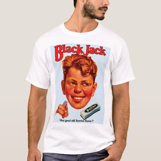T-shirt annonce de gomme de Black Jack des années 1920 (Devant)