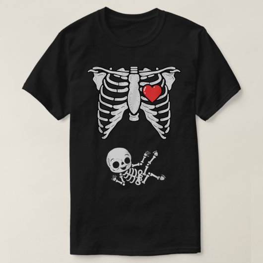 T-shirt Annonce de grossesse de squelette Coût d'Halloween (Design devant)