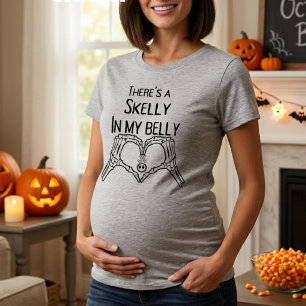 T-shirt Annonce de grossesse Halloween Skelly dans mon ven