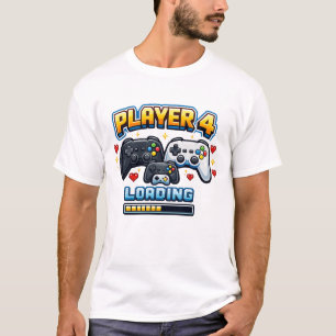 T-shirt Annonce de grossesse Joueur 4 Chargement Bébé Humo