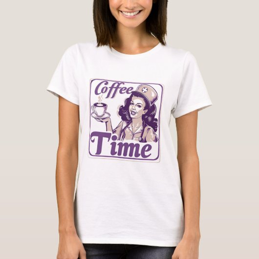 T-shirt Annonce de temps de café rétro (Devant)