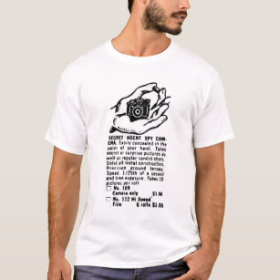 T-shirt Annonce secrète de cru d'appareil-photo d'espion