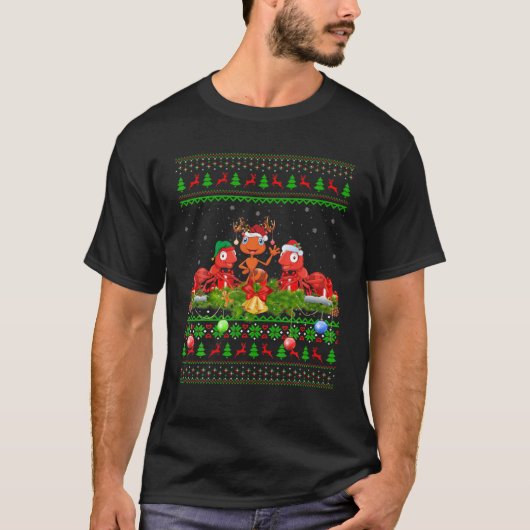 T-shirt Ant Insectes Lover Xmas Éclairage Père Noël Ugly A (Devant)