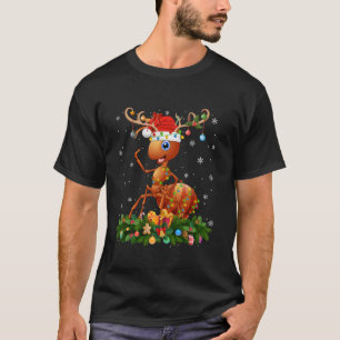 T-shirt Ant Xmas Éclairage renne Santa Hat Ant Noël