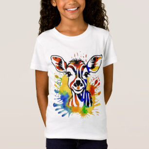 T-Shirt Antélope colorée à l'aquarelle amusante