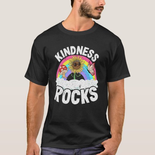 T-shirt Anti Bullying Hippie Retro Teacher Rainbow Kindnes (Devant)